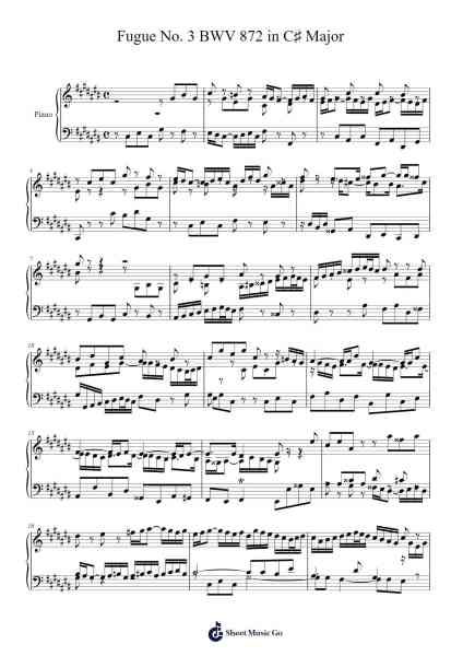 Fugue No. 3 in C♯ Major, BWV 872 Sheet Music by Johann Sebastian Bach-Arr.Solin