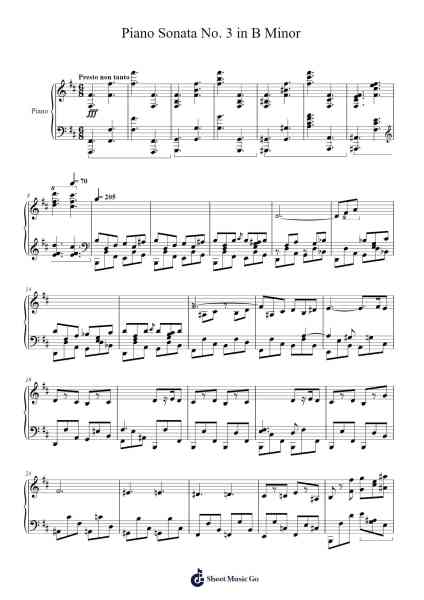 Piano Sonata No. 3 in B Minor, Op. 58: IV. Presto non tanto Sheet Music by Frédéric Chopin-Arr.Milllas