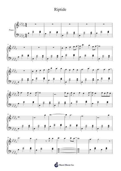 Riptide Sheet Music by Vance Joy-Arr.Bonnes Junemiah
