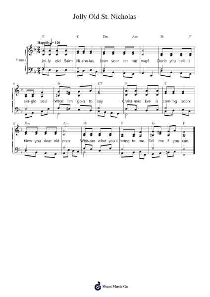 Jolly Old St. Nicholas Sheet Music by Traditional American Carol-Arr.Lambken Bespag