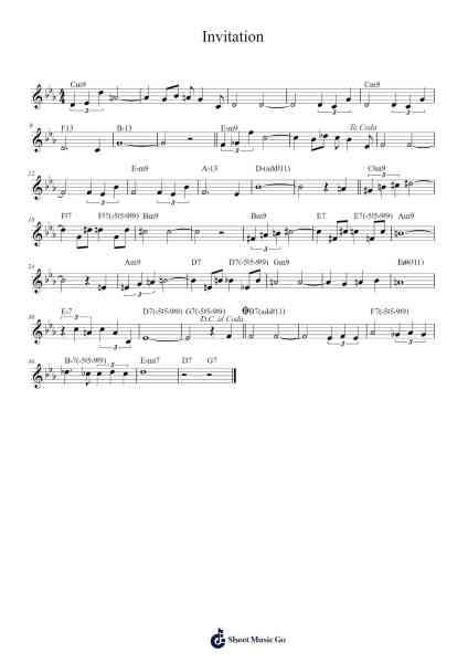 Invitation Sheet Music by Bronislau Kaper-Arr.Hillstone Ogmin