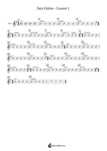 Jazz Guitar - Lesson 1 Sheet Music by Kevin Bowen-Arr.Belllas Priestsopp