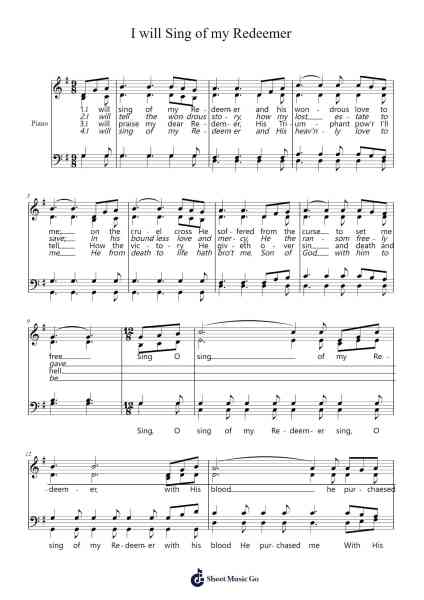 I will Sing of my Redeemer Sheet Music by James McGranahan-Arr.Bloorvogt