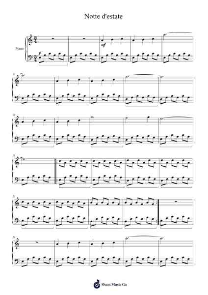 Notte d'estate Sheet Music by Tabitha Kierszka-Arr.Caerwood Belch
