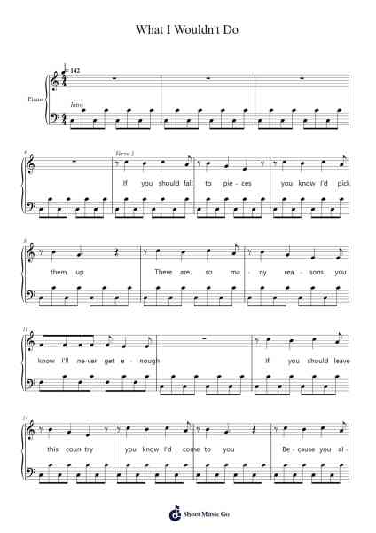 What I Wouldn't Do Sheet Music by Serena Ryder-Arr.Dempdawn Ftance