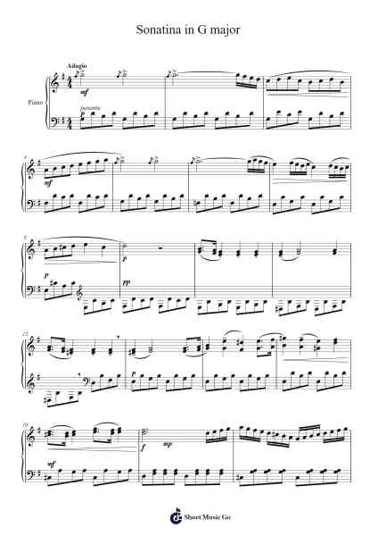 Sonatina in G major Sheet Music by Brucechel Finwell-Arr.Gwenje Cookmike