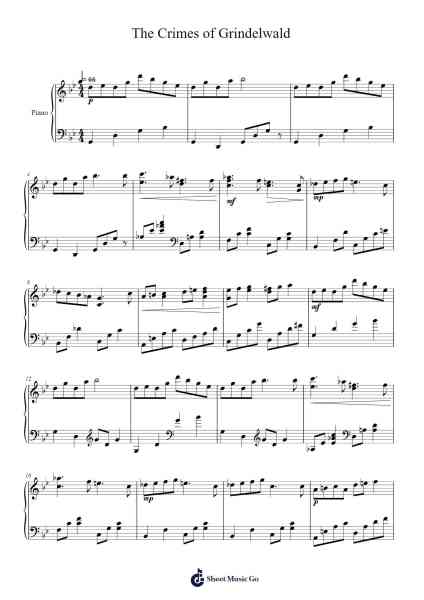 The Crimes of Grindelwald - Piano medley Sheet Music by James Newton Howard-Arr.Paggai Noelsay
