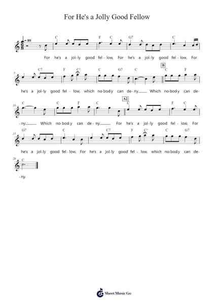 For He's a Jolly Good Fellow Sheet Music by Traditional-Arr.Thodorece