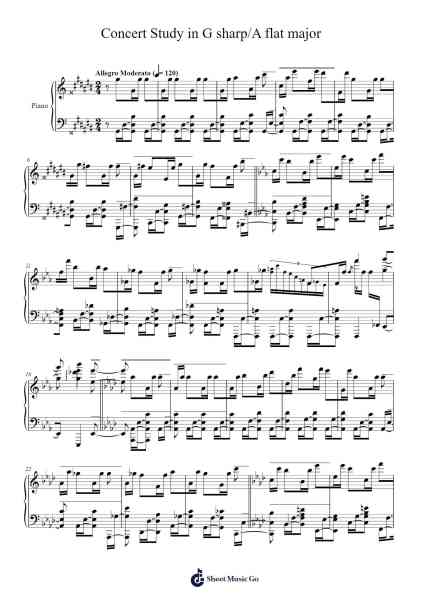 Concert Study in G sharp/A flat major Sheet Music by Fryderyk Chopin-Arr.Kitfy