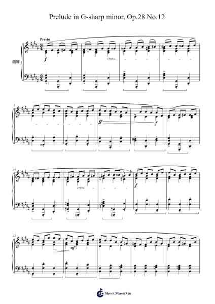 Prelude in G-sharp minor, Op. 28 No. 12 Sheet Music by Frédéric Chopin-Arr.Lytnoah