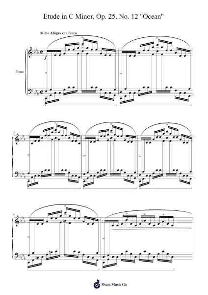 Etude in C Minor, Op. 25, No. 12 "Ocean" Sheet Music by Frédéric Chopin-Arr.Egger Daveky