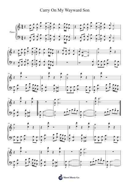Carry On My Wayward Son Sheet Music by undefined-Arr.Beautle