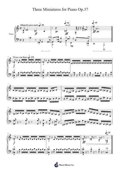 Three Miniatures for Piano Op.37 Sheet Music by Needel Deirmag-Arr.Brucefe Payjim