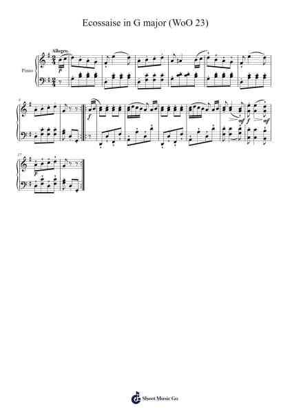 Ecossaise in G Major, WoO 23 النوتات الموسيقية بواسطة Ludwig van Beethoven-ترتيب.Chloepole