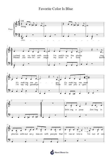 Favorite Color Is Blue Sheet Music by Pumens Faulkgrant-Arr.Pistal