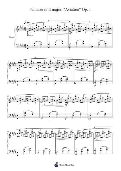 Fantasie in E major, "Aviation" Op. 1 Sheet Music by Philip Chen-Arr.Webbkay