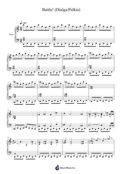 Battle! (Dialga/Palkia) Sheet Music by Junichi Masuda-Arr.Larlice Hewphil