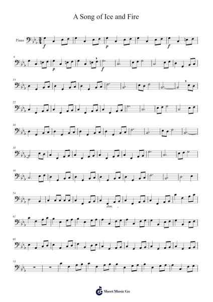 A Song of Ice and Fire Sheet Music by undefined-Arr.Franfield Pricecil