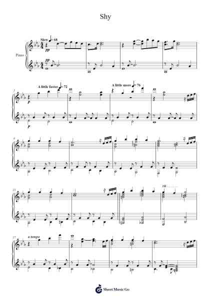 Shy Sheet Music by Christophe Jefferies-Arr.Bautab