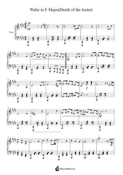 Waltz in E Major(Death of the Jester) Sheet Music by Sherwy-Arr.Youngvian