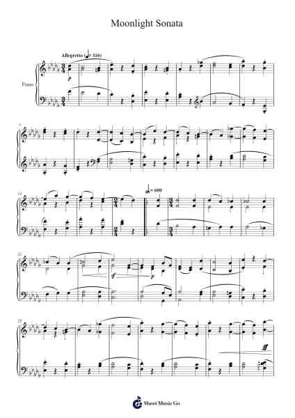 Sonata No. 14 in C-sharp Minor, Op. 27, No. 2: II. Allegretto (Moonlight Sonata) Sheet Music by Ludwig van Beethoven-Arr.Robn