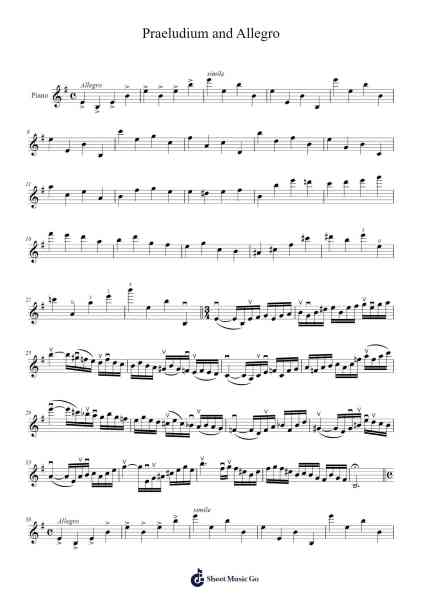 Praeludium and Allegro Sheet Music by Fritz Kreisler-Arr.Maudky Clairebey