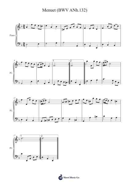 Menuet in G Major, BWV Anh. 132 Sheet Music by Johann Sebastian Bach-Arr.Markthur
