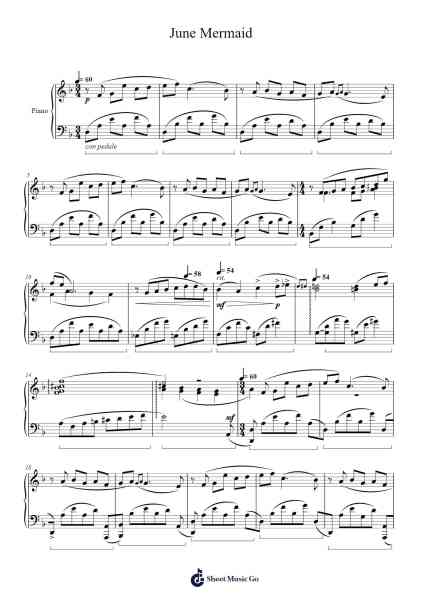 June Mermaid Sheet Music by Yasunori Mitsuda-Arr.Puhill Wesreen