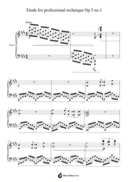 Etude for professional technique Op.3 no.1 Sheet Music by C. Raizel-Arr.Gwensey Brookving