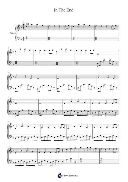In The End Musica per pianoforte di Linkin Park - Arr.Popbraith Cookryl