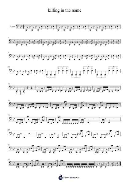 killing in the name Sheet Music by Rage Against the Machine-Arr.Perrusk