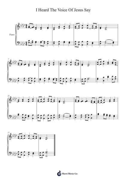 I Heard The Voice Of Jesus Say (Kingsfold) Sheet Music by Ralph Vaughan Williams-Arr.O'Cakeats Leofunk