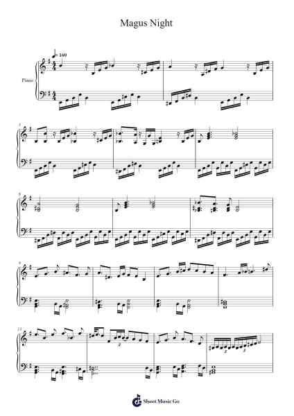 Magus Night Sheet Music by Zun-Arr.Huthorne