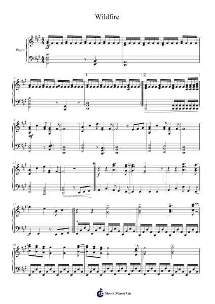 Wildfire Sheet Music by undefined-Arr.Bulgy Boylebaird