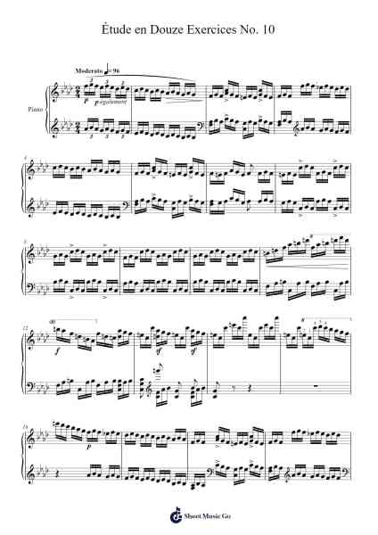 Étude en Douze Exercices No. 10 Sheet Music by Franz Liszt-Arr.Grever Carhume