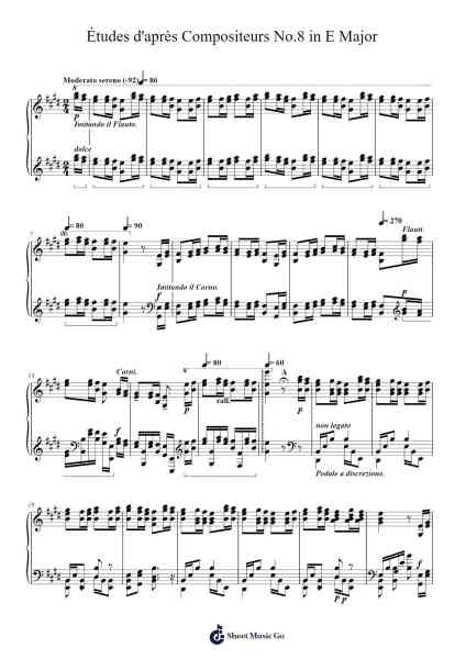 Études d'après Compositeurs No.8 in E Major Sheet Music by undefined-Arr.Pistal