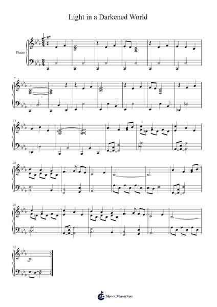 Light in a Darkened World Simplified Sheet Music by undefined-Arr.Boyleva Efglan