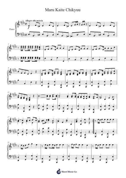 Maru Kaite Chikyuu Sheet Music by Saki-Arr.Kepmill Rexbloor