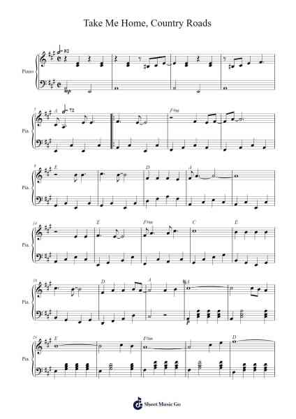 Take Me Home, Country Roads Sheet Music by Pierre-Paul Daneels-Arr.Marzel Kylepys