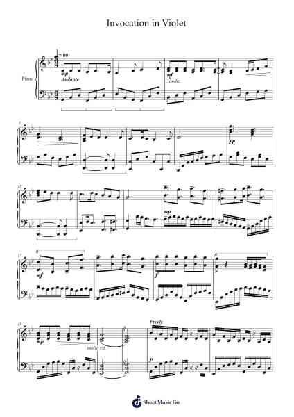 Invocation in Violet Sheet Music by Anusha Samarabandu-Arr.Ligreen