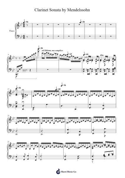 Clarinet Sonata in E-flat Major: II. Andante Sheet Music by Felix Mendelsohn-Arr.Borgcon Keford