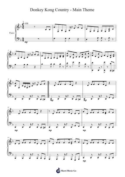Donkey Kong Country - Main Theme Sheet Music by David Wise-Arr.Clylogg Brarie