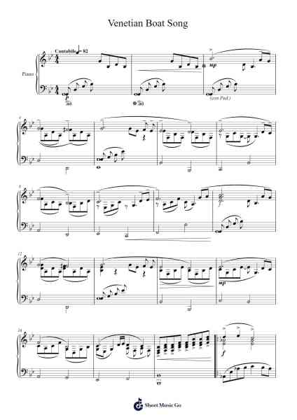Song Without Words, Op. 30, No. 6 "Venetian Boat Song" Sheet Music by Felix Mendelssohn-Arr.Watblack Jackcoln