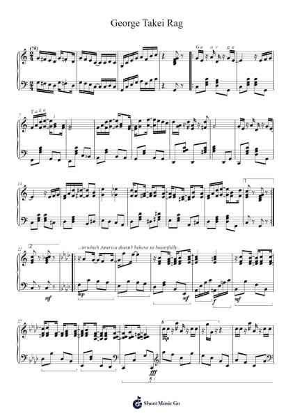 George Takei Rag Sheet Music by Arthur Breur-Arr.Lewcar