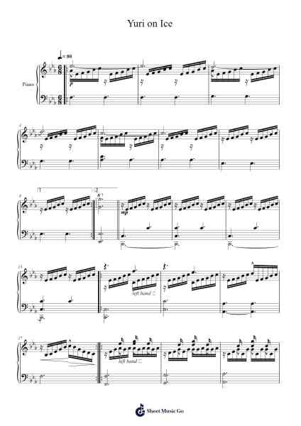 Yuri on Ice Sheet Music by Taru Omebayashi/Taku Matsushiba-Arr.Boycefax