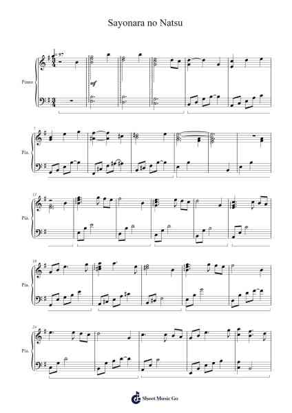Sayonara no Natsu Sheet Music by Koichi Sakata-Arr.Temky Pisoll