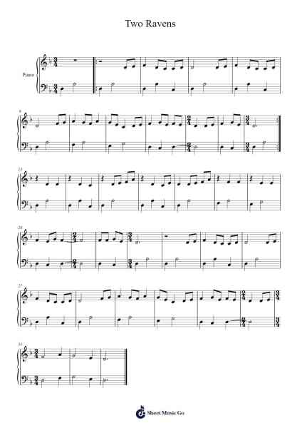 Two Ravens Sheet Music by undefined-Arr.Blajeames Yulewood