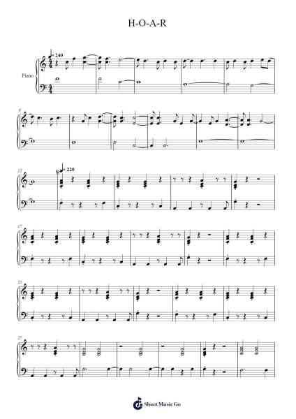 H-O-A-R Sheet Music by Bo Burnham-Arr.Kyleret Earlkyle