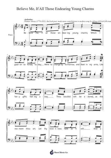 Believe me, if all those endearing young charms Sheet Music by undefined-Arr.Bridrian