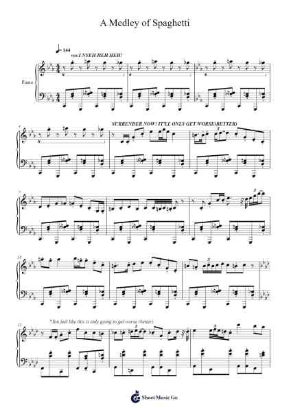 A Medley of Spaghetti Sheet Music by undefined-Arr.Ferholt Vebthan